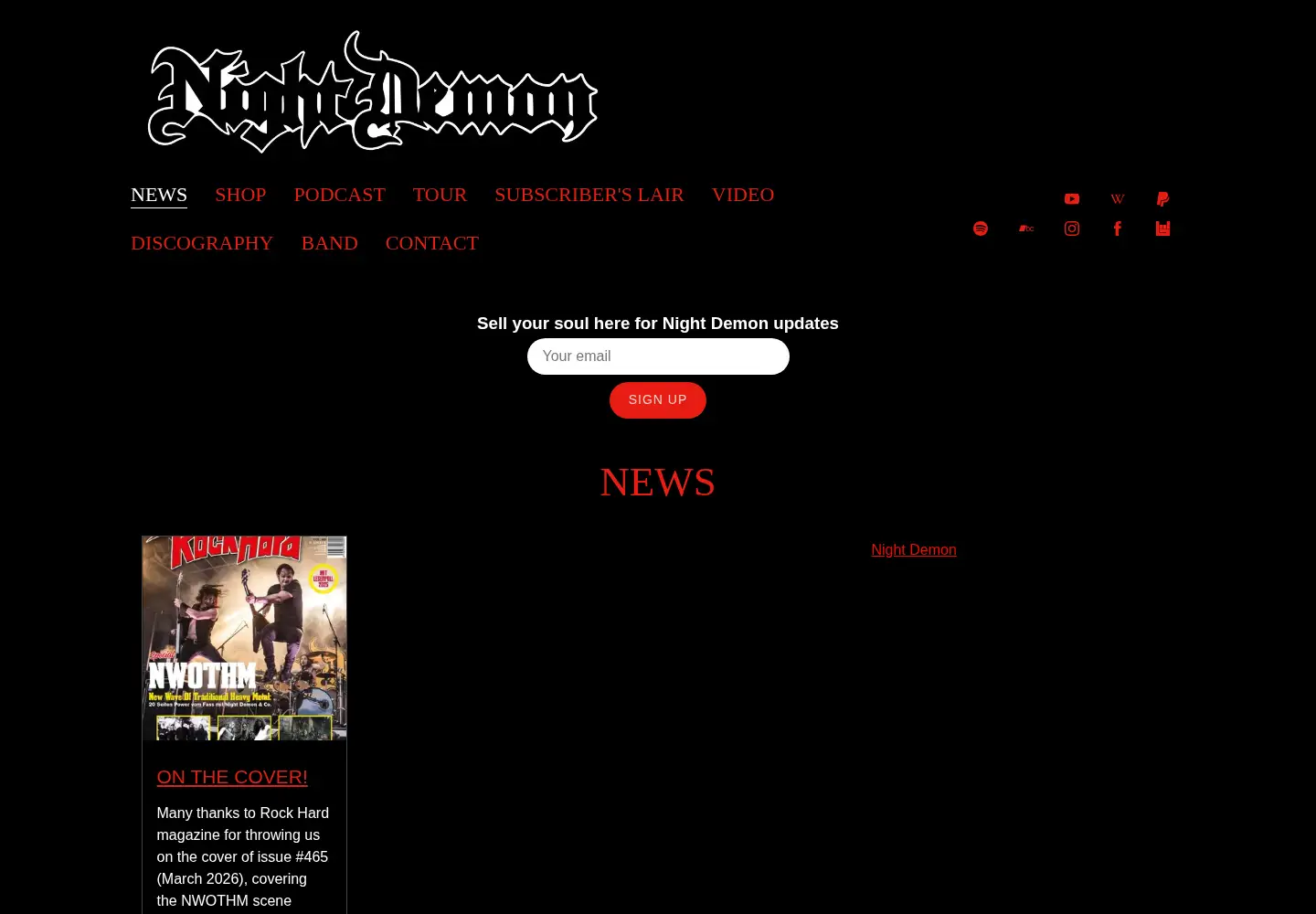 Captured homepage of nightdemon.net in the current scan