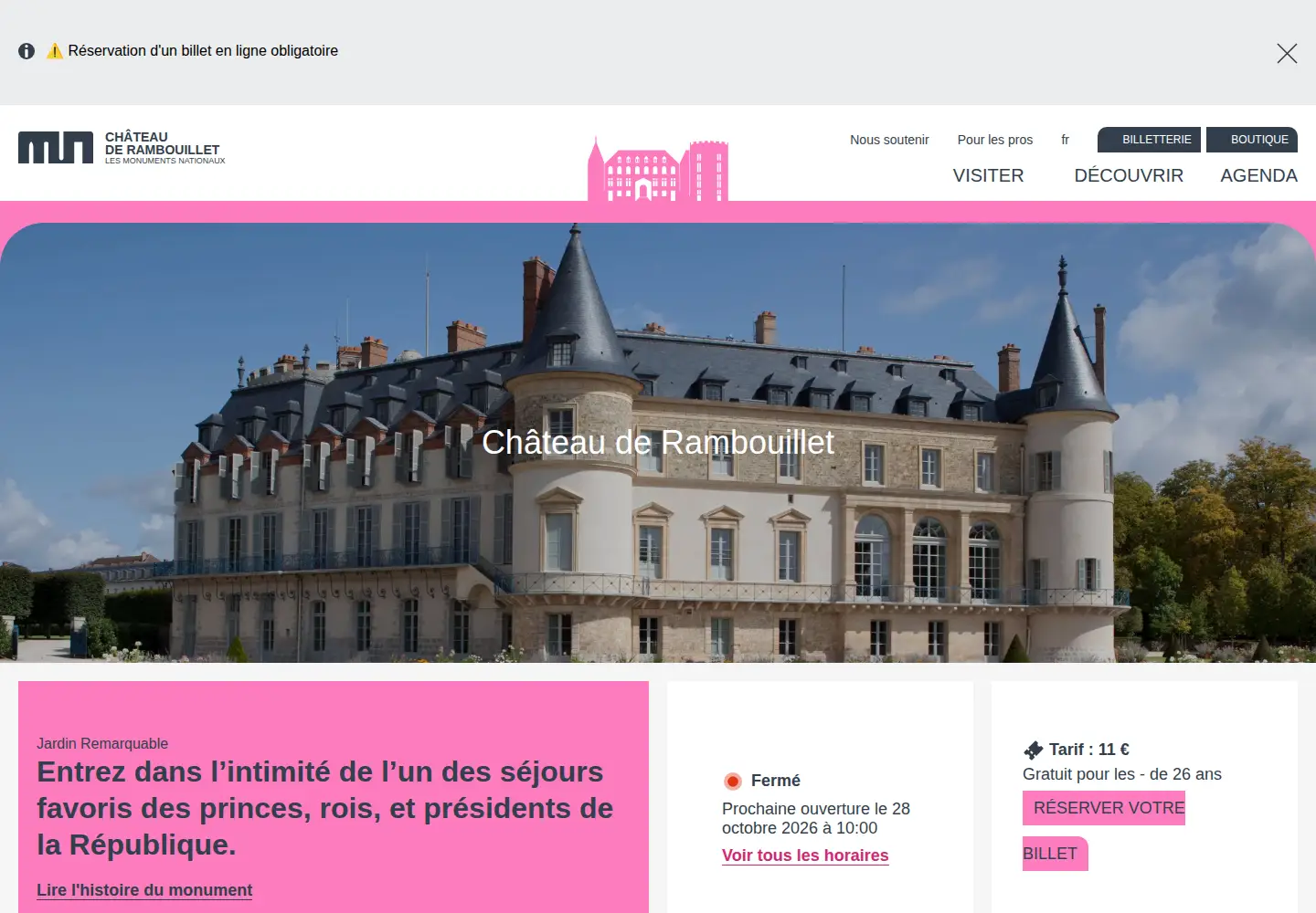 Screenshot of chateau-rambouillet.fr
