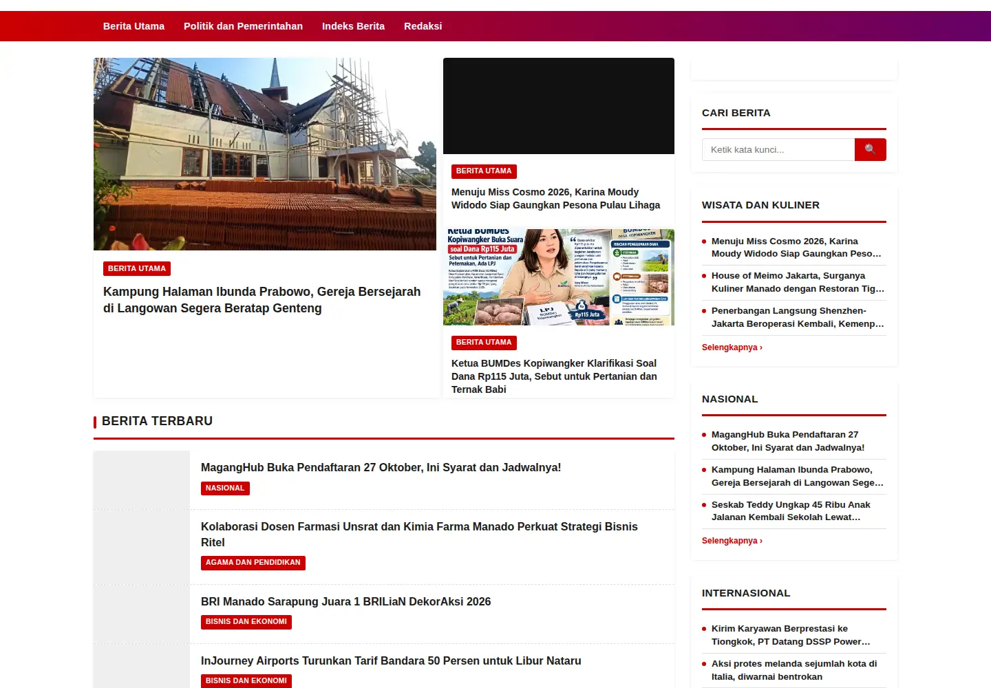 Screenshot of beritamanado.com