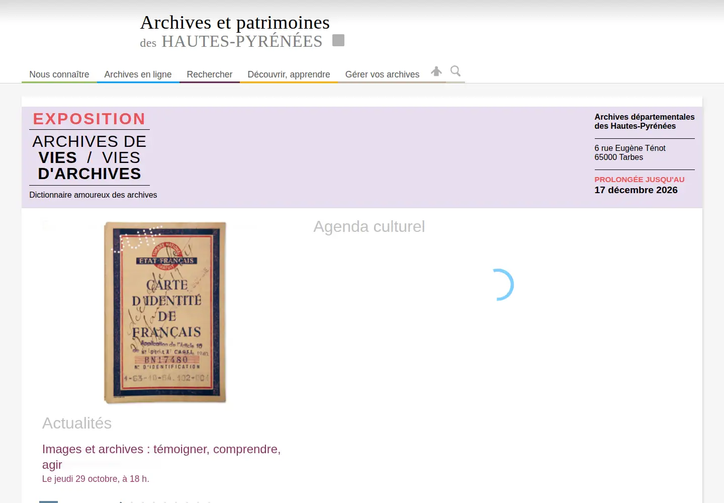 Screenshot of archivesenligne65.fr