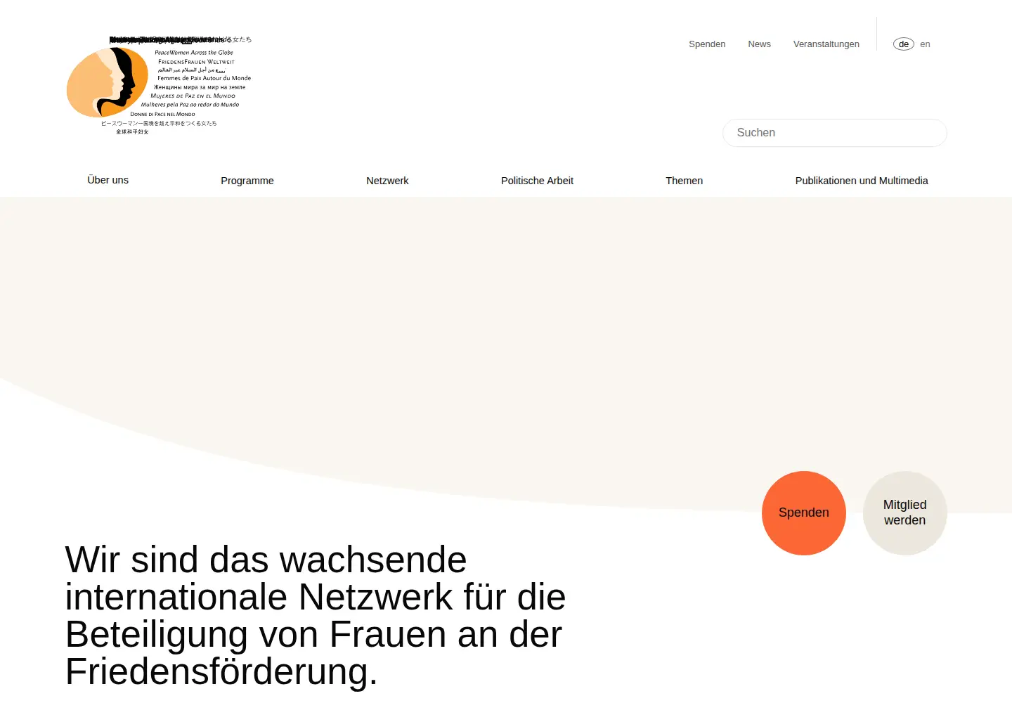 Screenshot of 1000peacewomen.org