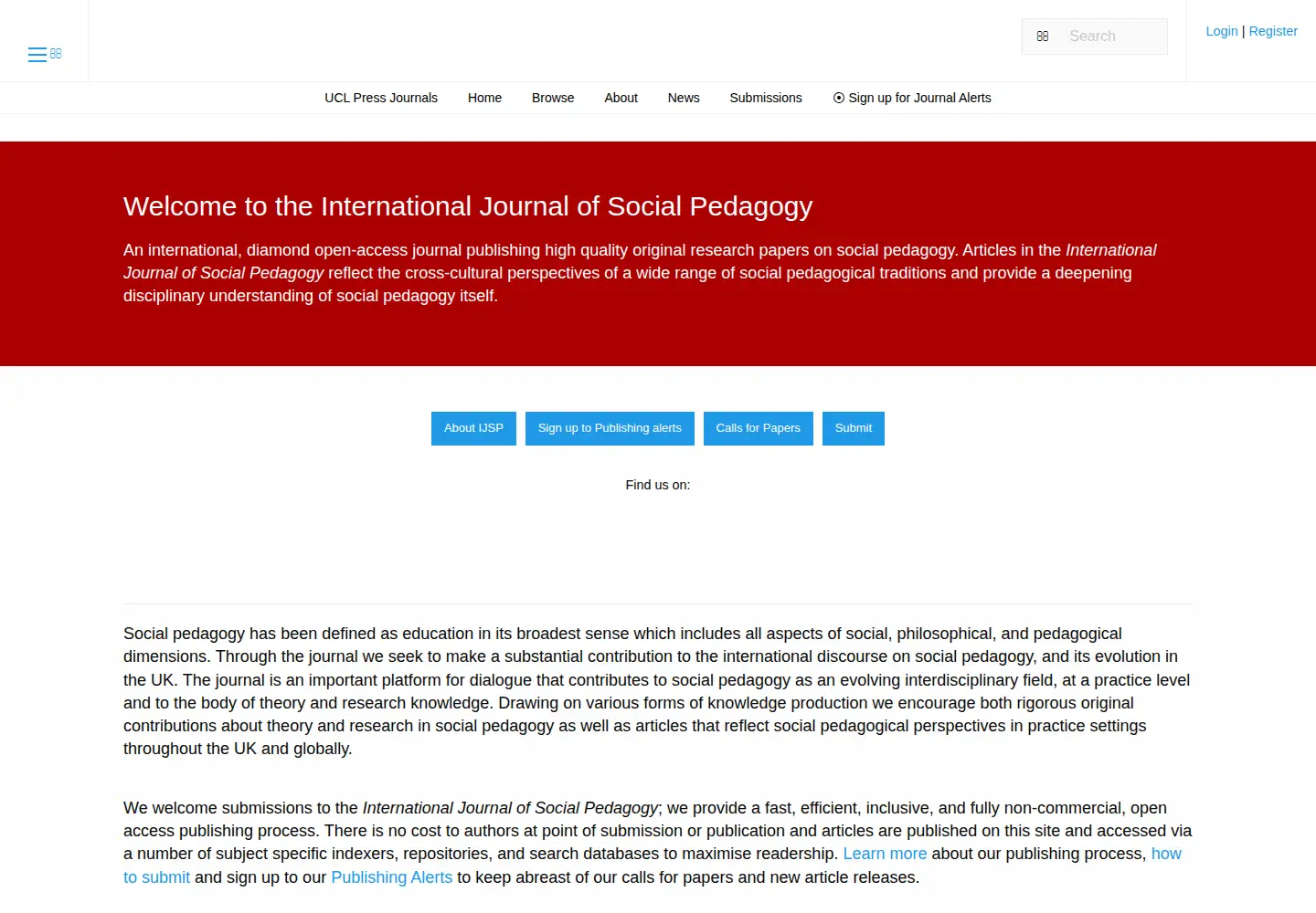 Screenshot of internationaljournalofsocialpedagogy.com