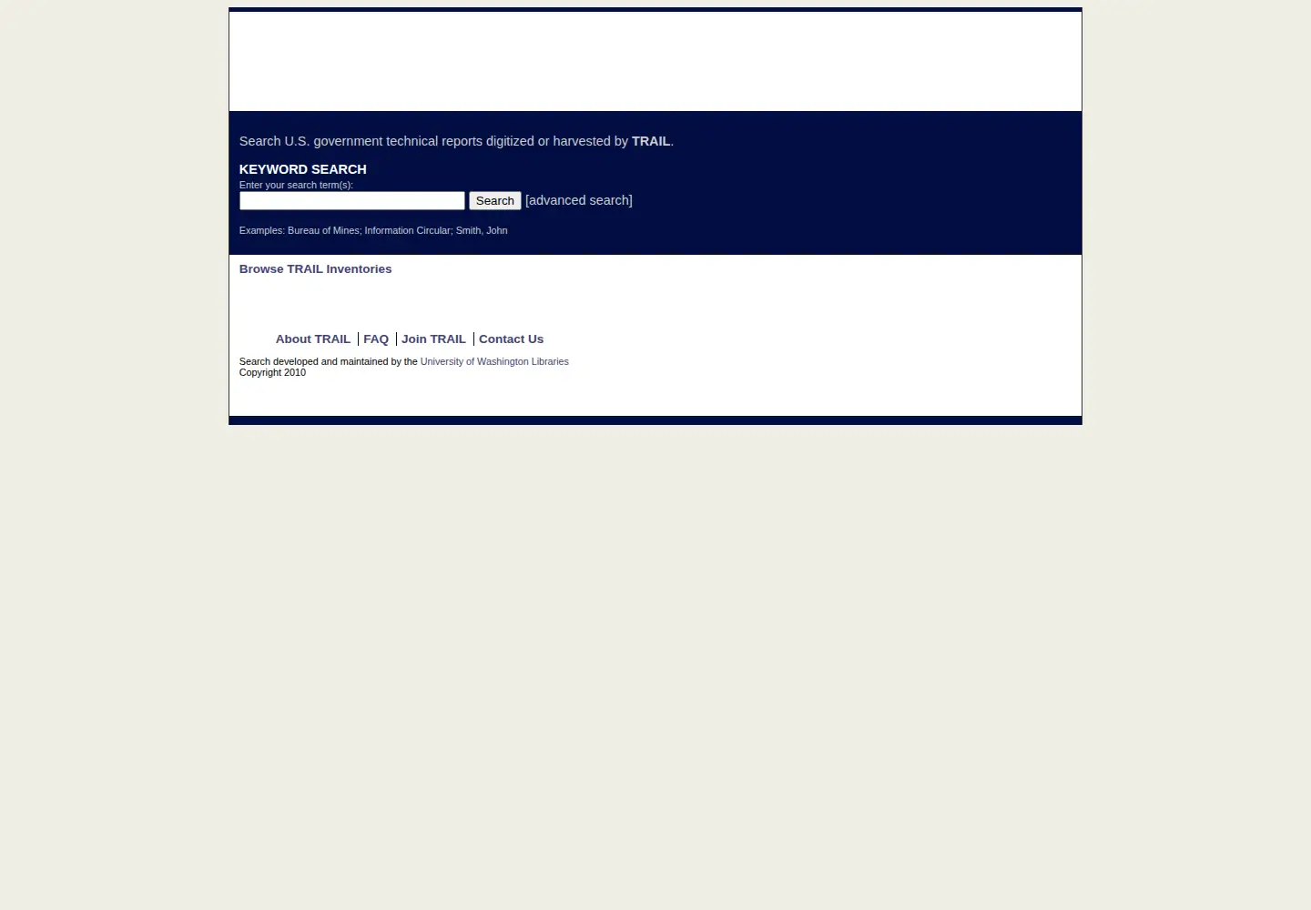 Captured homepage of technicalreports.org in the current scan