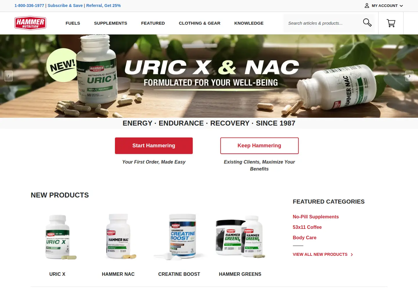 Screenshot of hammernutrition.com