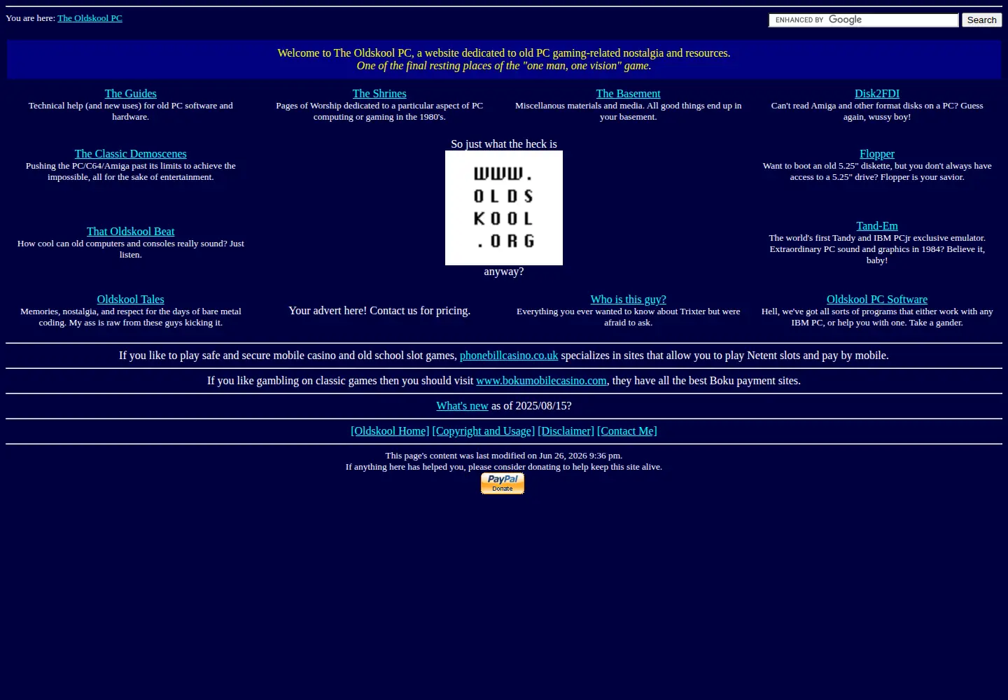 Screenshot of oldskool.org