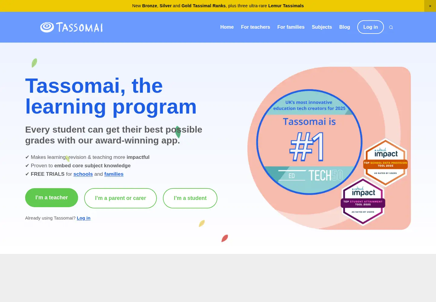 Screenshot of tassomai.com