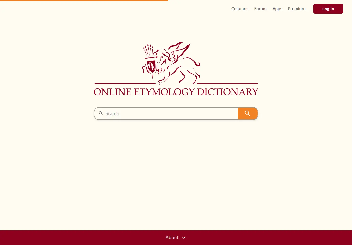 Screenshot of etymonline.com