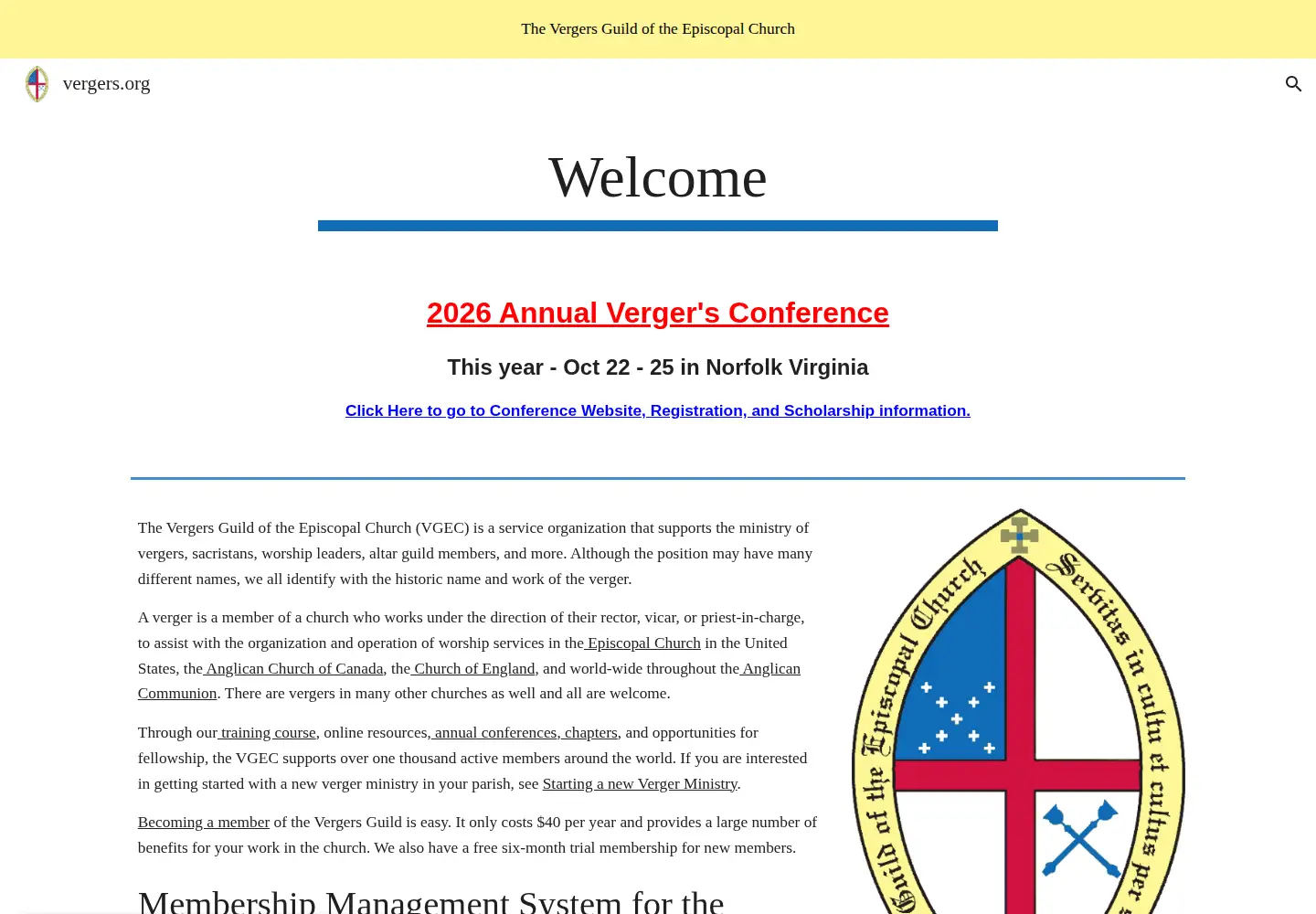 Screenshot of vergers.org