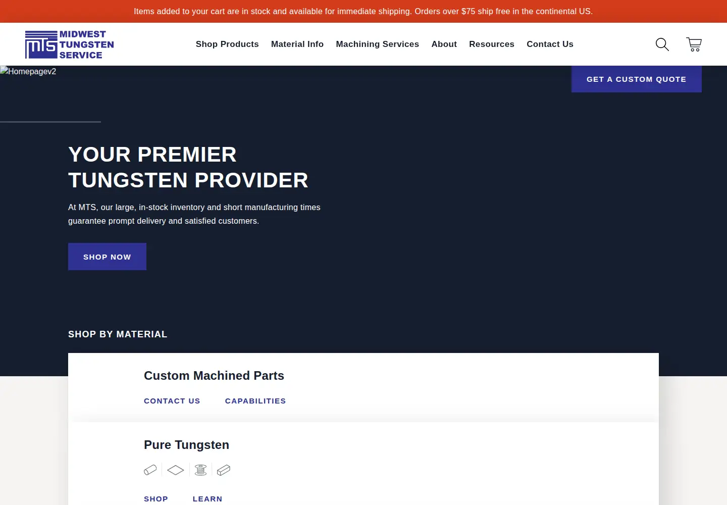 Screenshot of tungsten.com