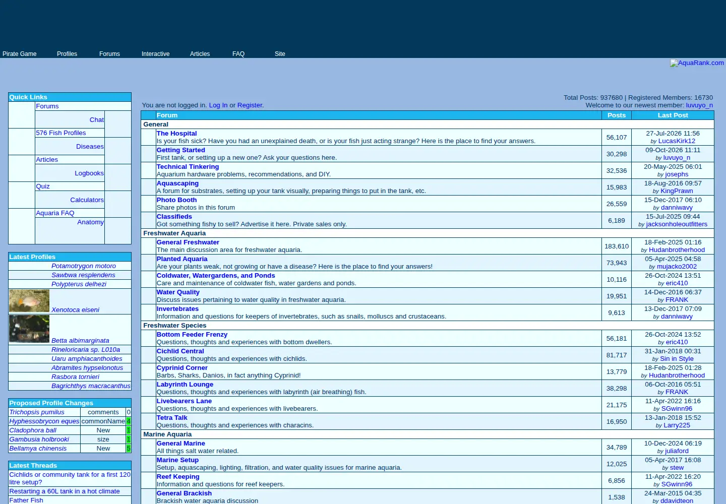 Captured homepage of fishprofiles.com in the current scan
