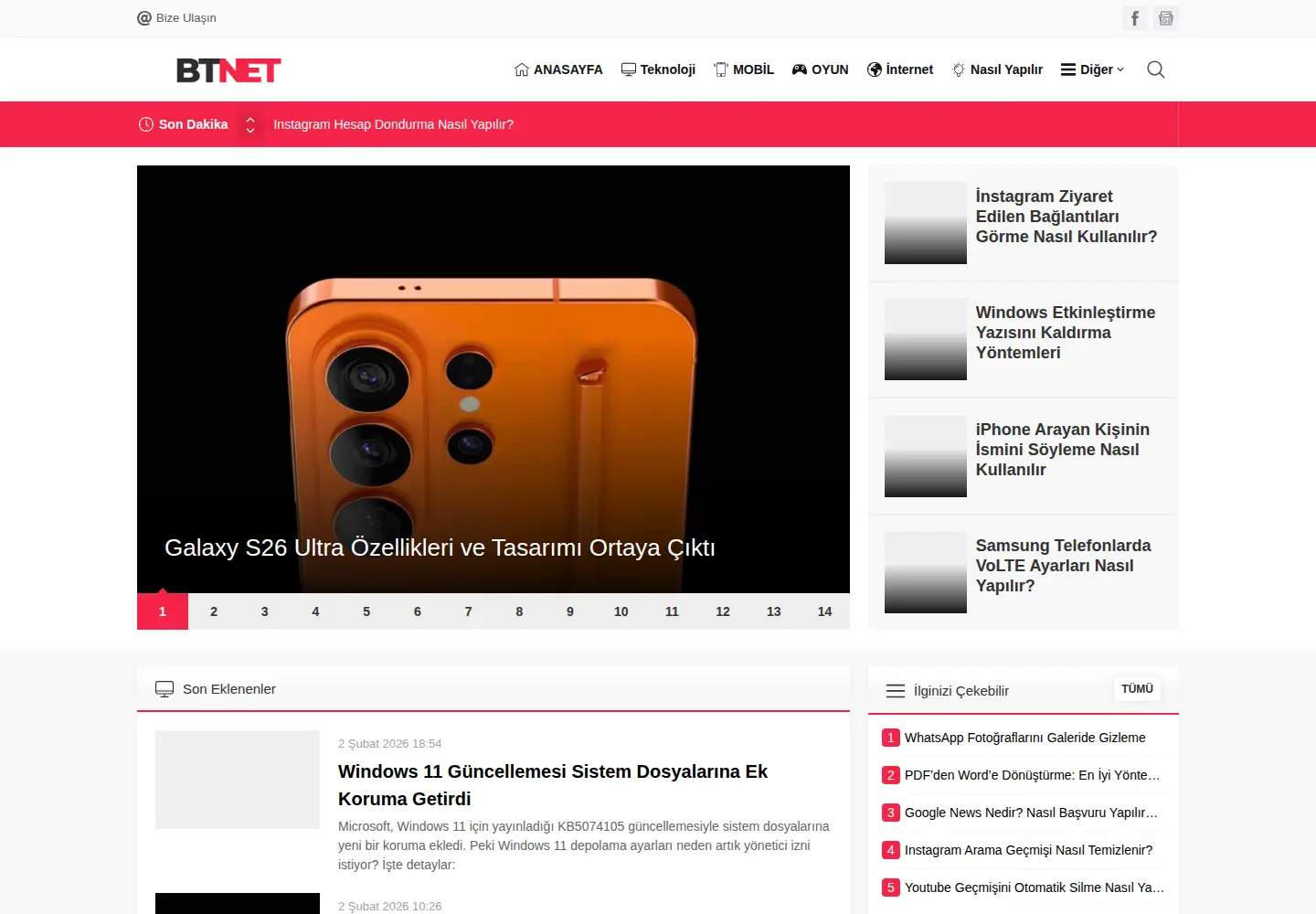 Captured homepage of btnet.com.tr in the current scan