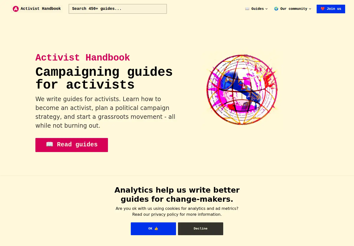 Screenshot of activisthandbook.org