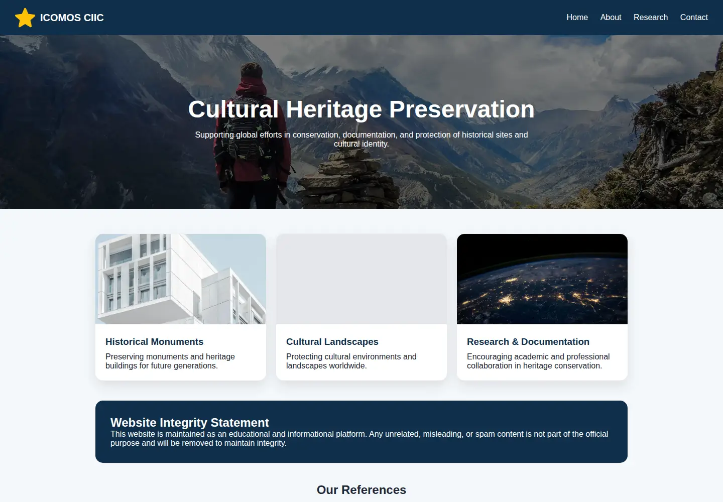 Screenshot of icomos-ciic.org