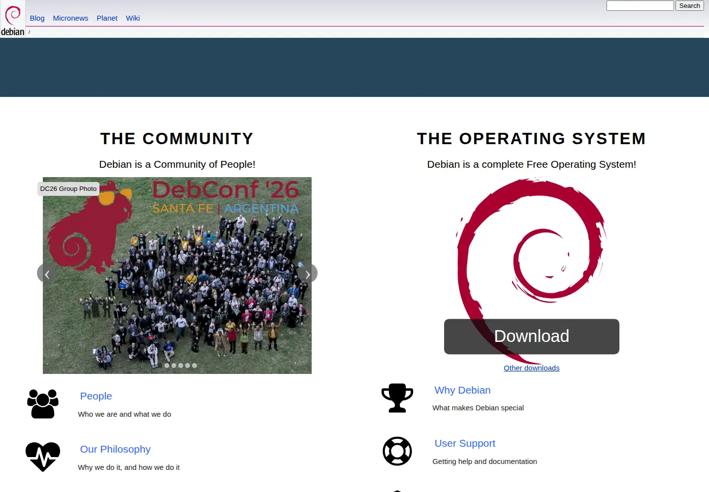 Screenshot of debian.net