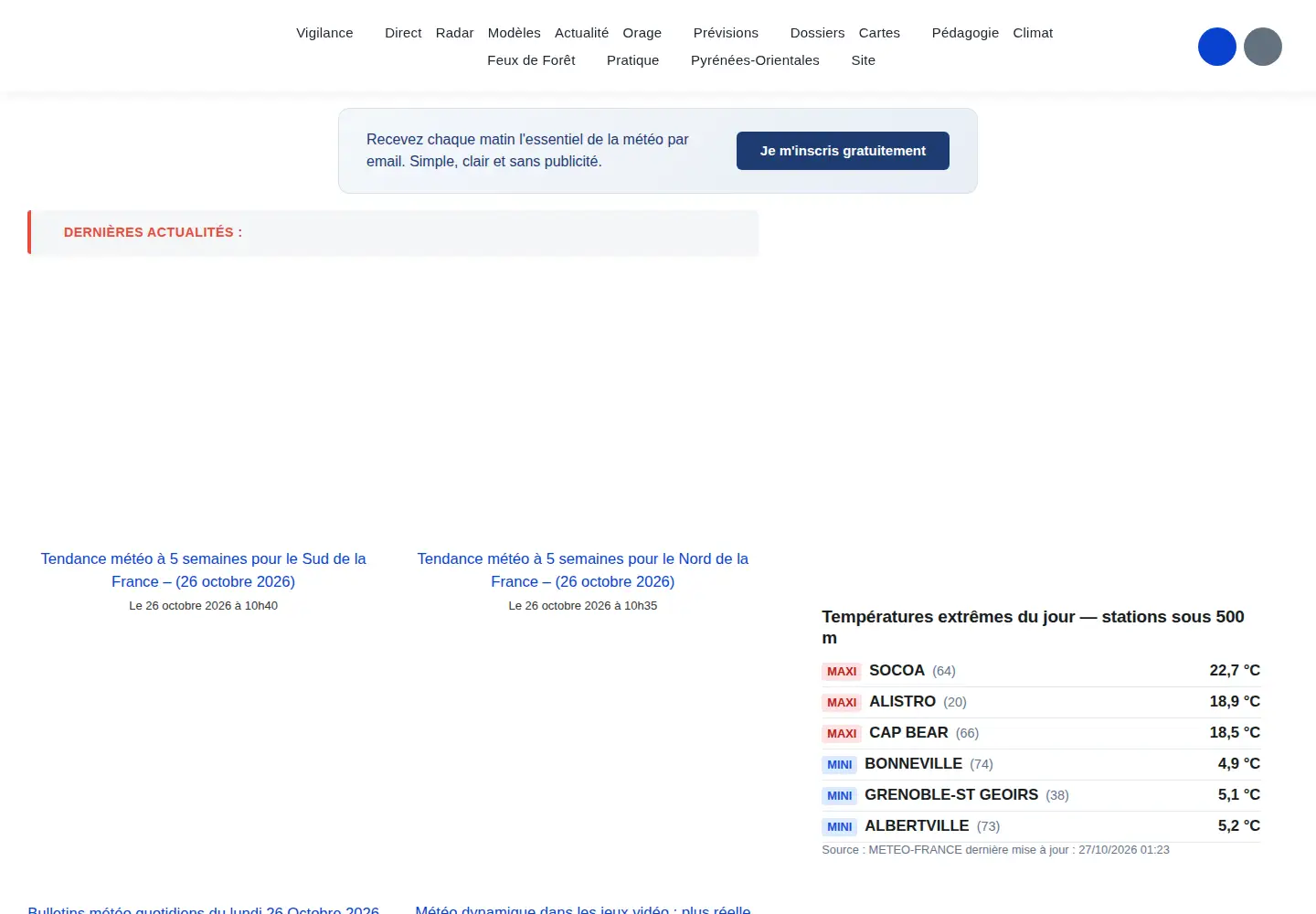 Screenshot of alertes-meteo.com