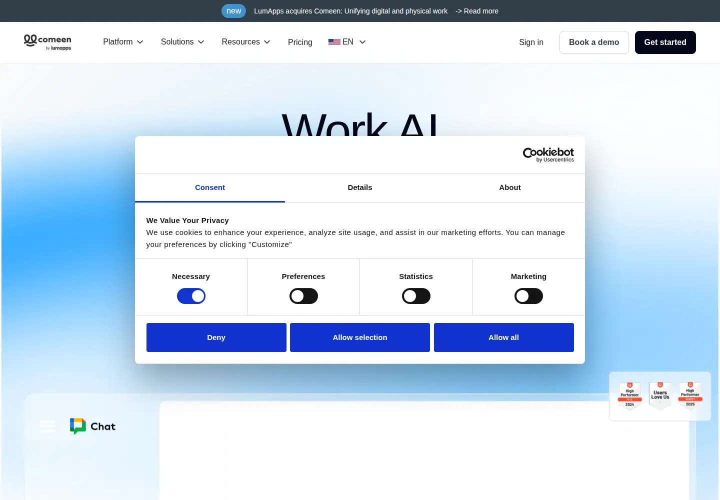 Screenshot of comeen.com