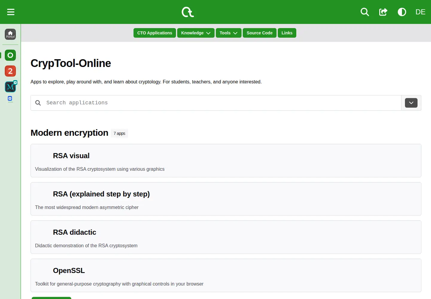 Screenshot of cryptool-online.org