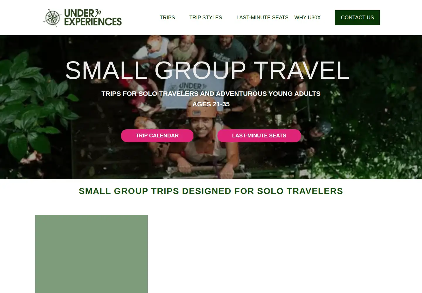 Captured homepage of under30experiences.com in the current scan