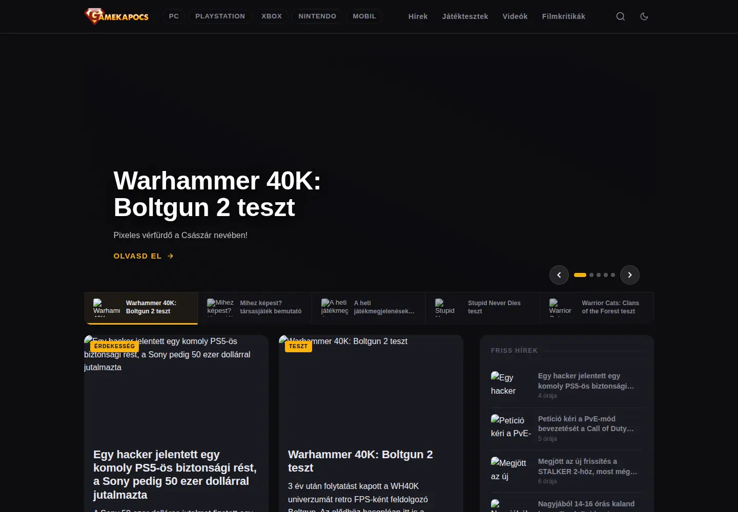 Screenshot of gamekapocs.hu