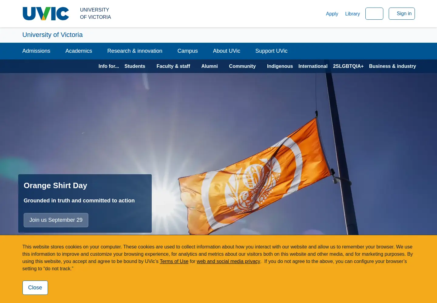Screenshot of uvic.ca