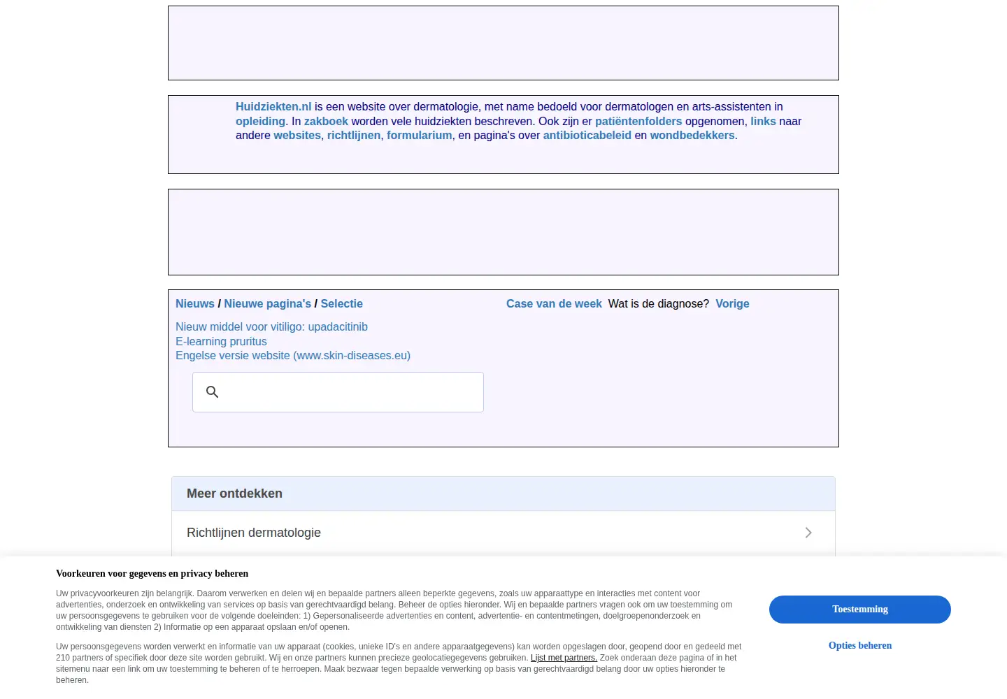 Screenshot of huidziekten.nl