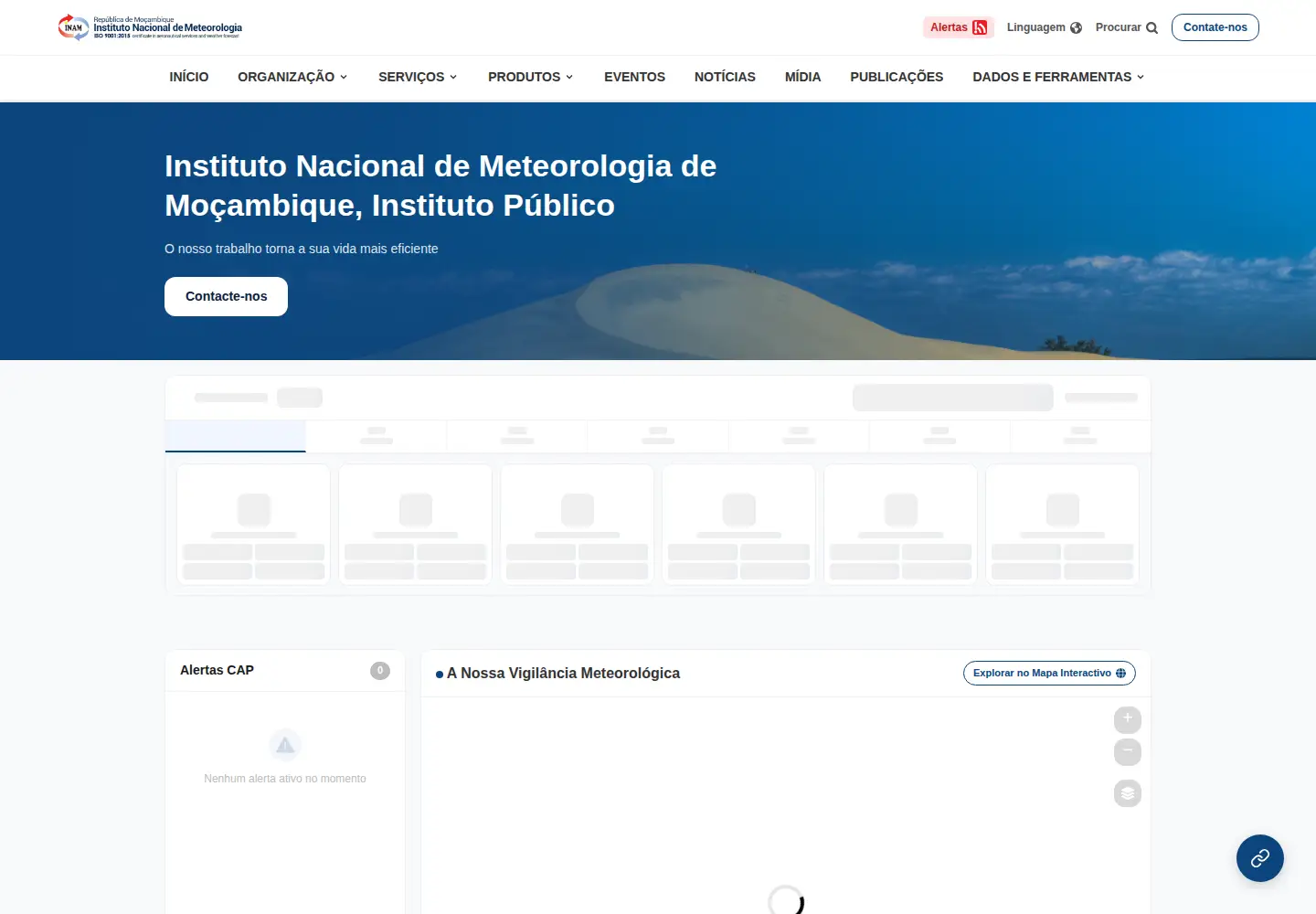 Captured homepage of inam.gov.mz in the current scan