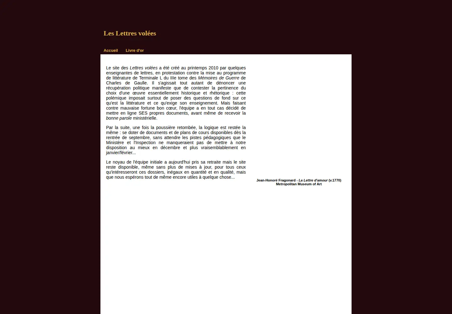 Screenshot of lettresvolees.fr