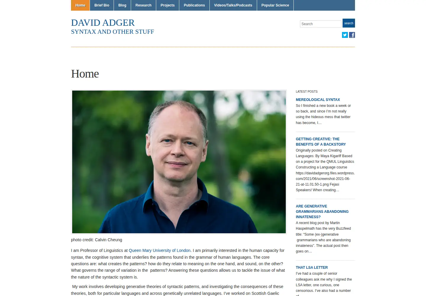 Captured homepage of davidadger.org in the current scan