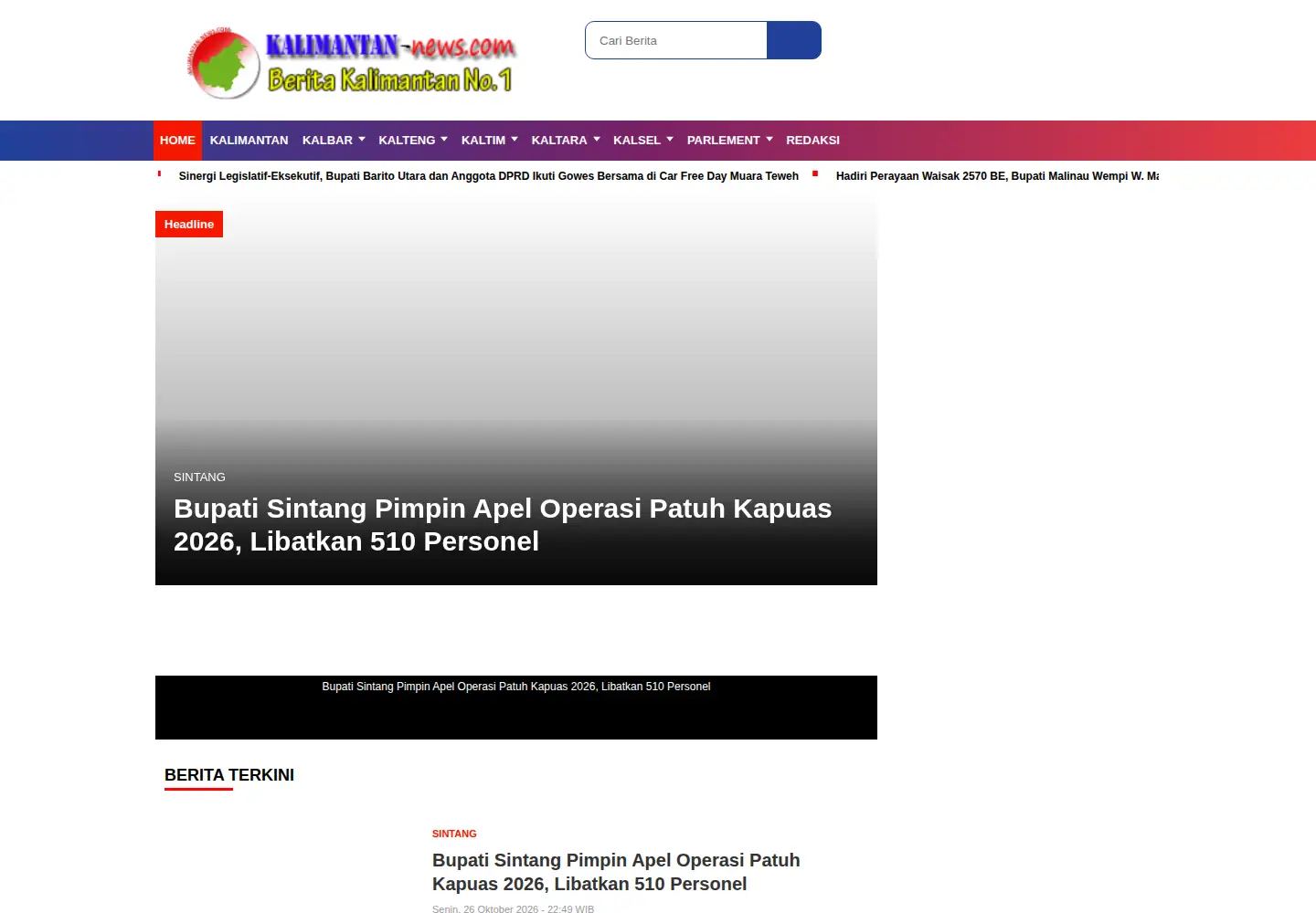 Captured homepage of kalimantan-news.com in the current scan