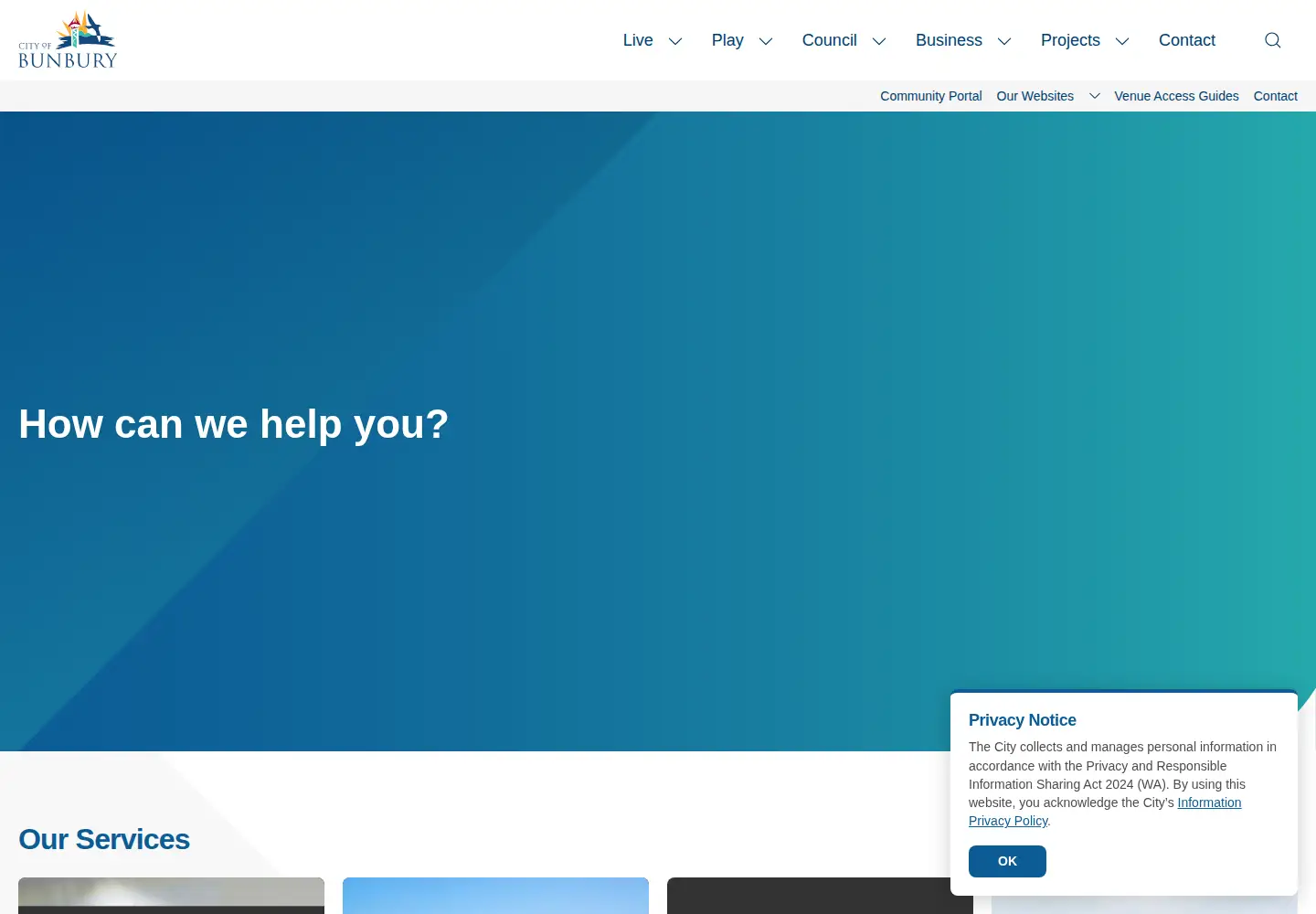 Screenshot of bunbury.wa.gov.au