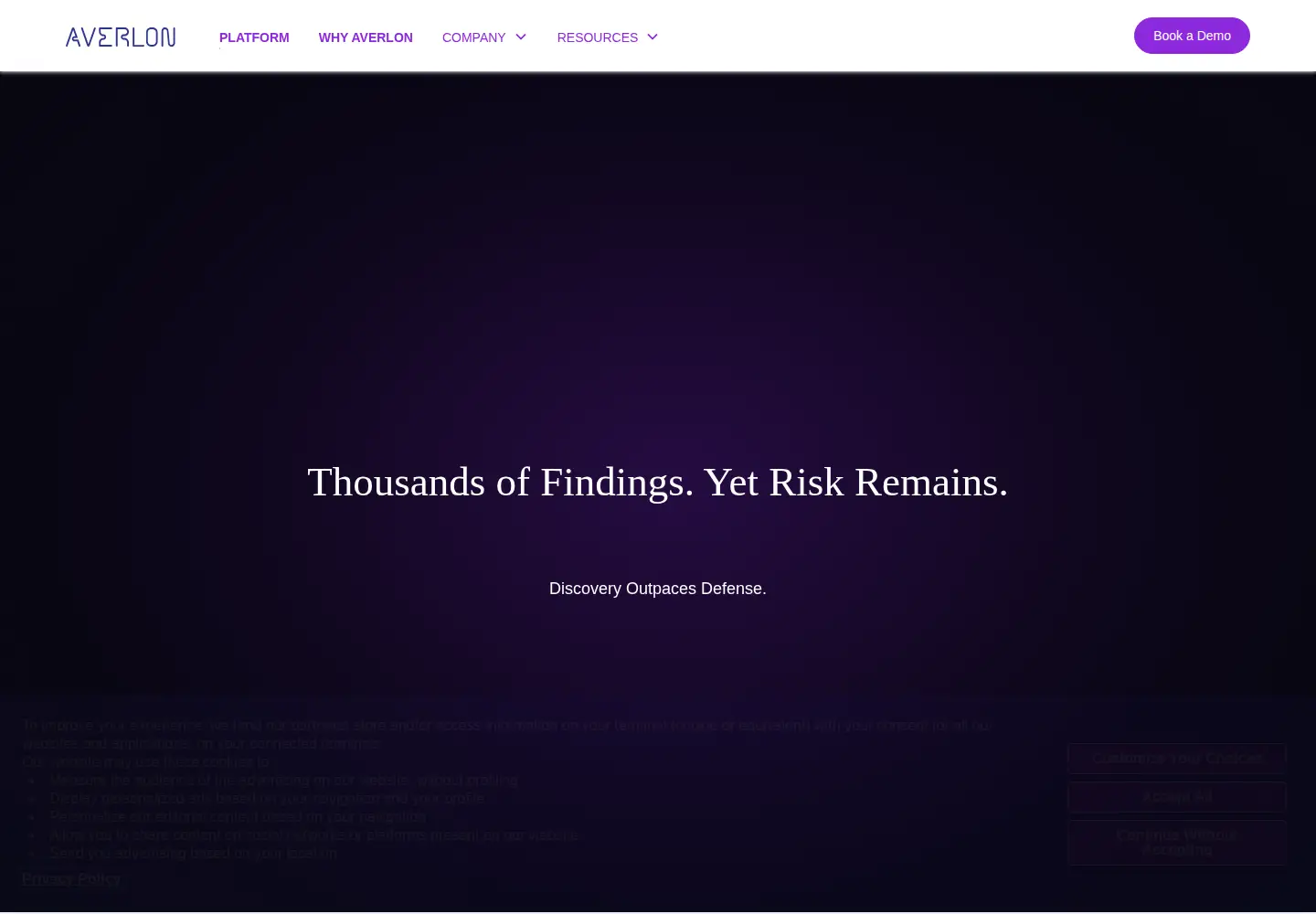 Captured homepage of averlon.ai in the current scan