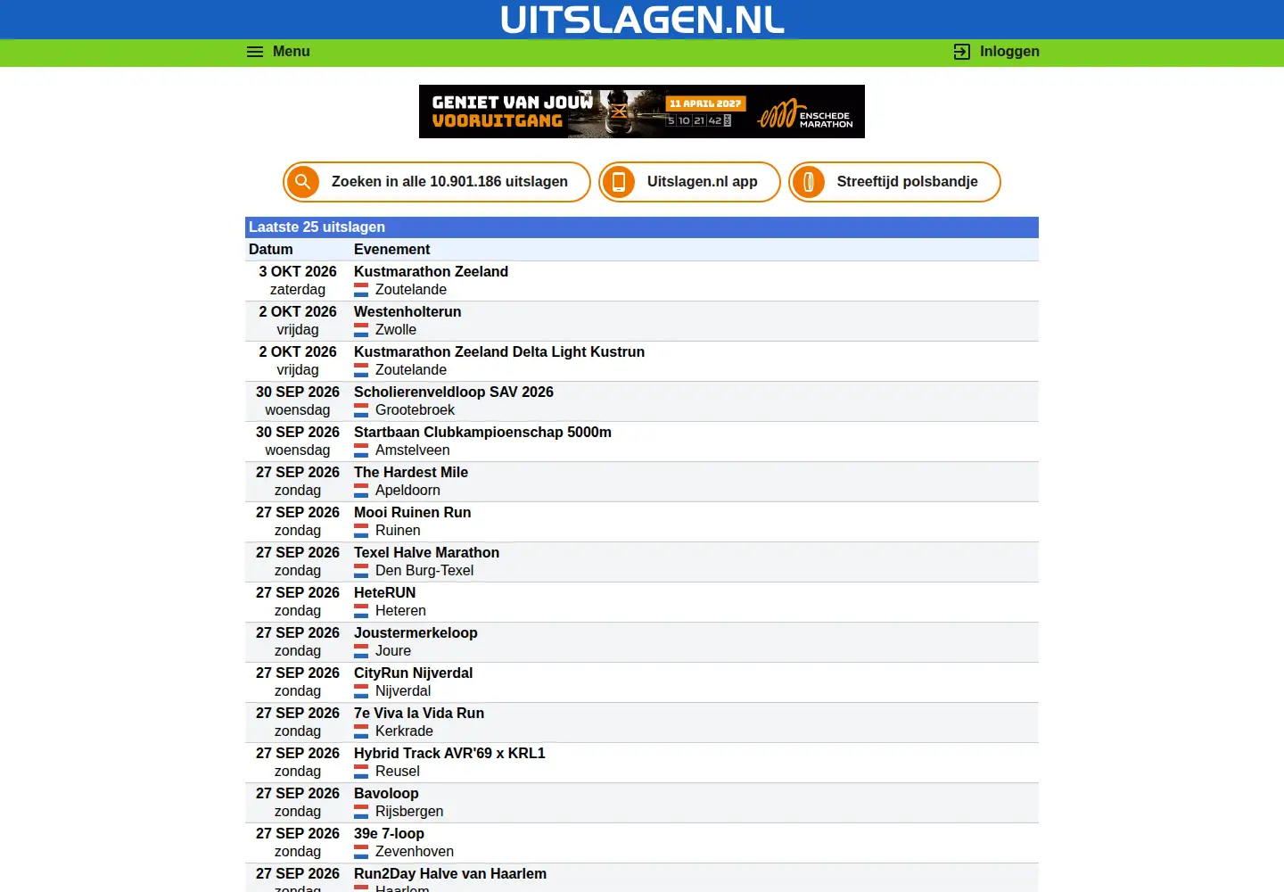 Screenshot of uitslagen.nl