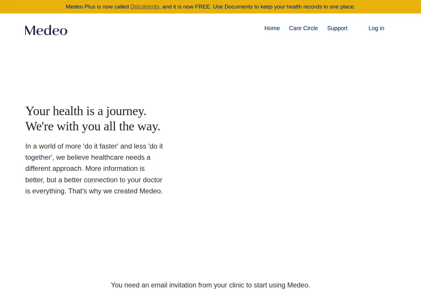 Captured homepage of medeohealth.com in the current scan