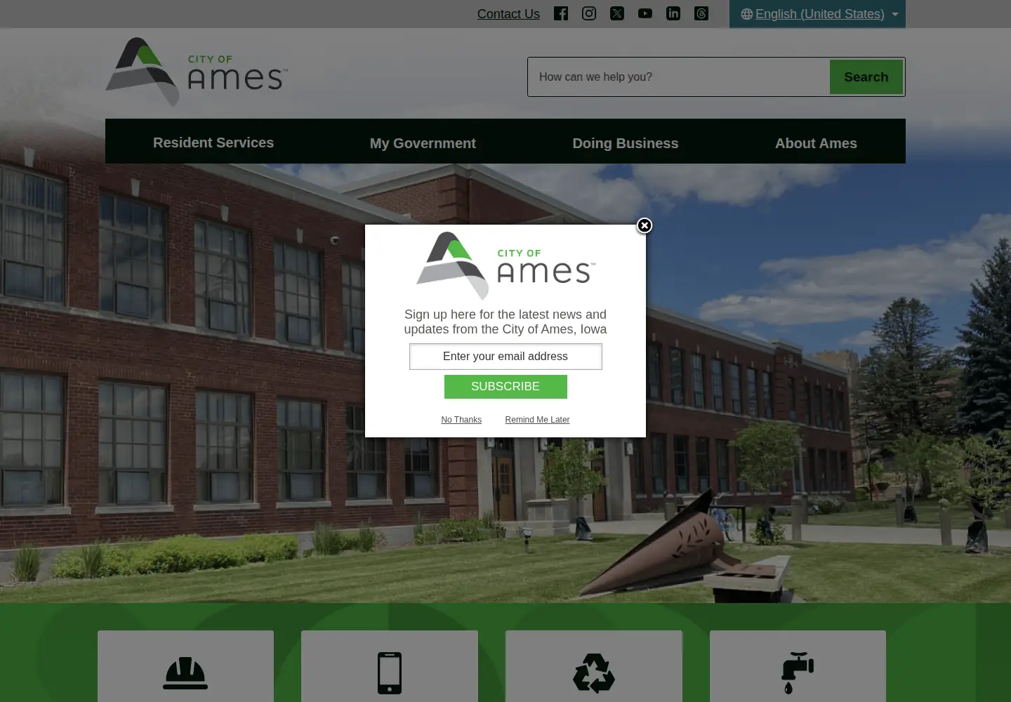Screenshot of cityofames.org