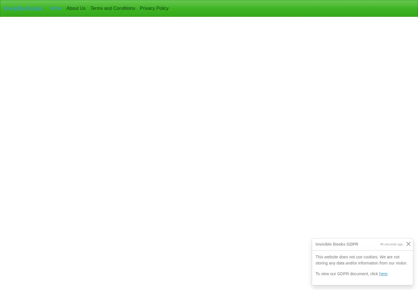 Captured homepage of invisiblebooks.com in the current scan