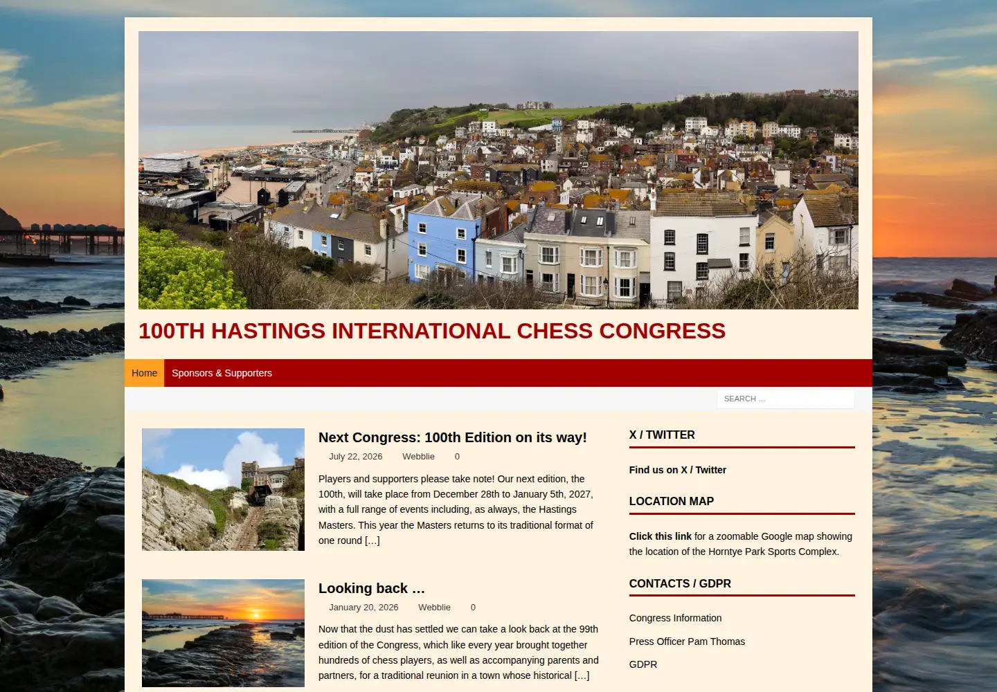 Screenshot of hastingschess.com