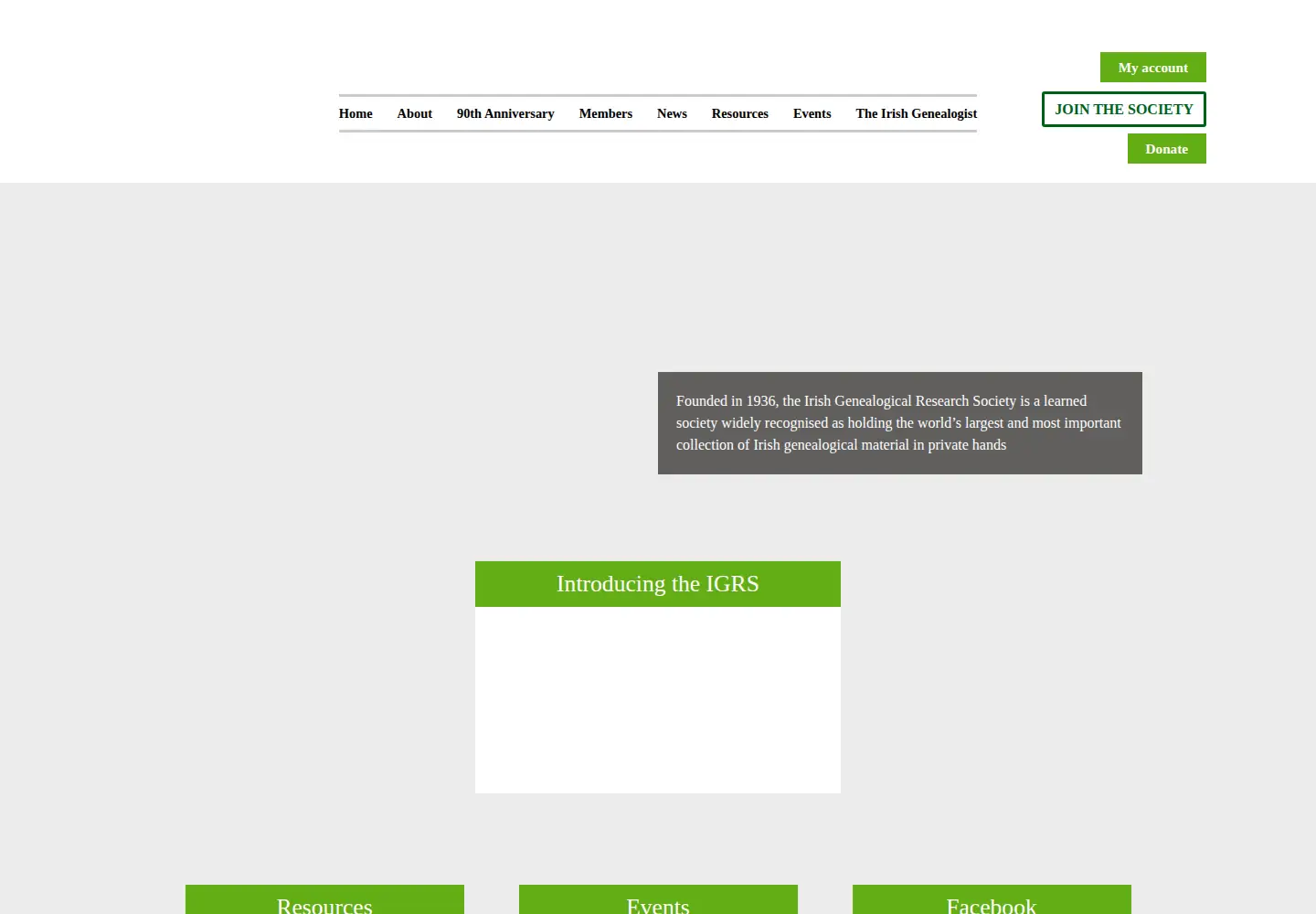 Captured homepage of irishancestors.ie in the current scan