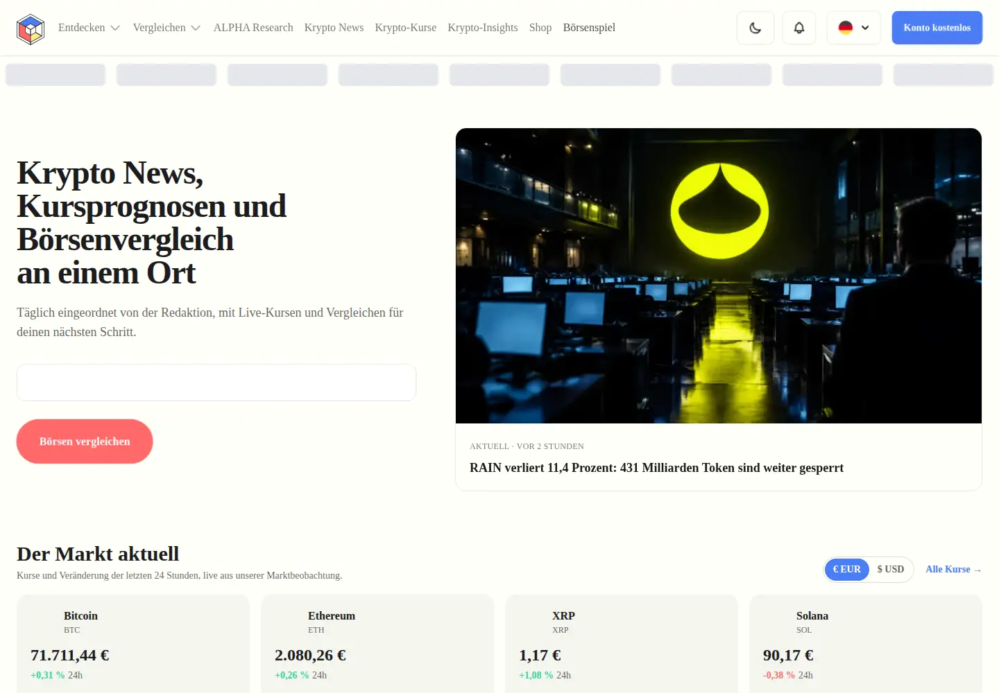 Screenshot of cryptoticker.io