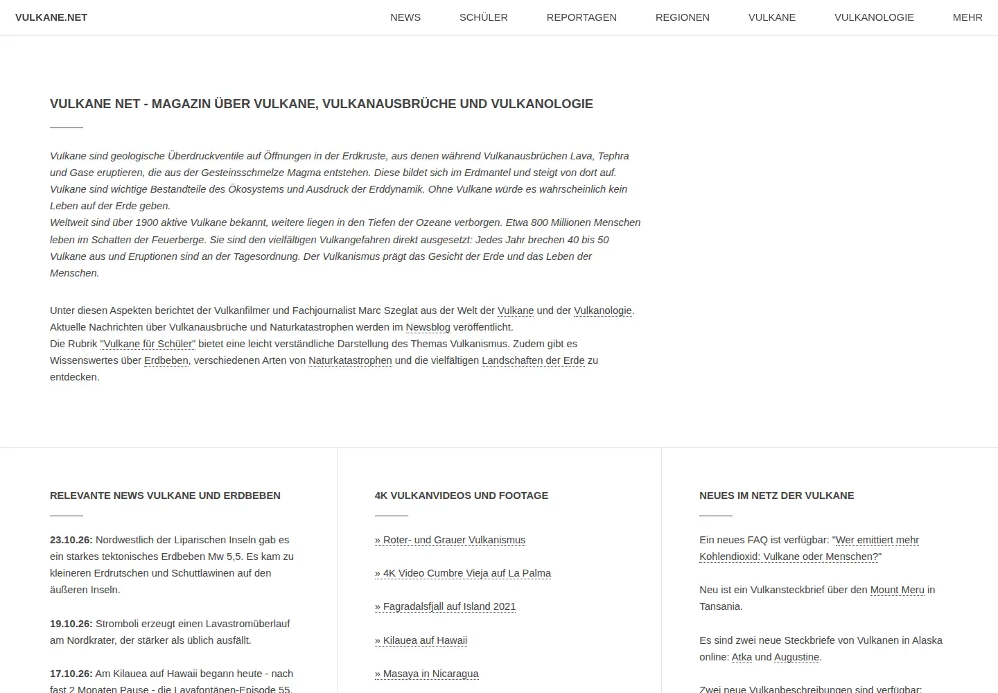 Screenshot of vulkane.net
