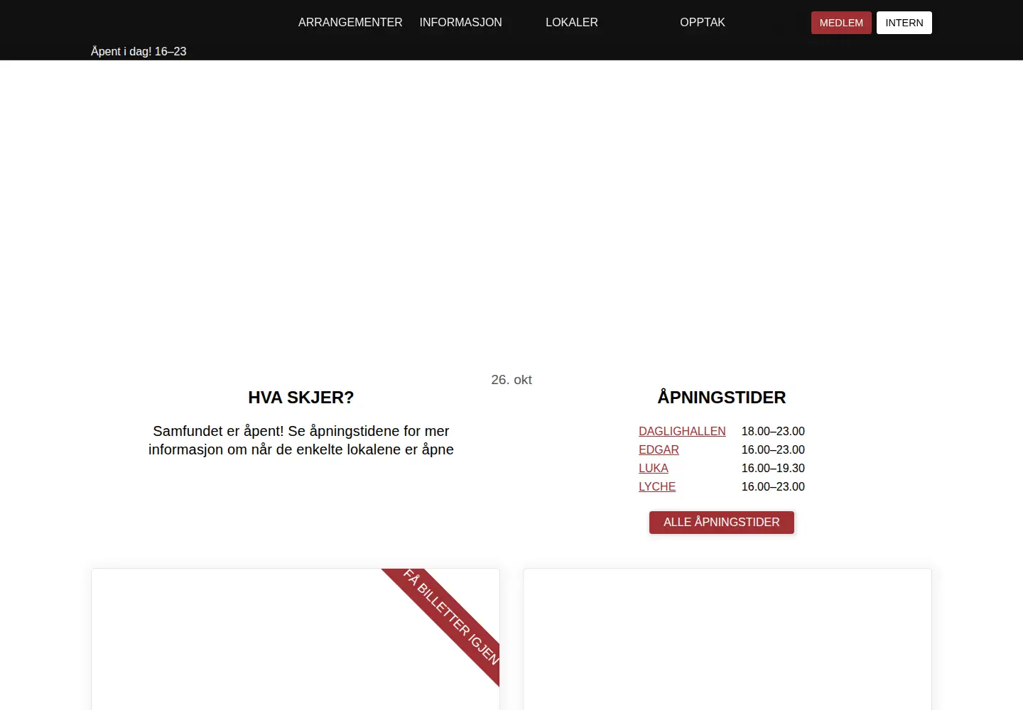 Screenshot of samfundet.no