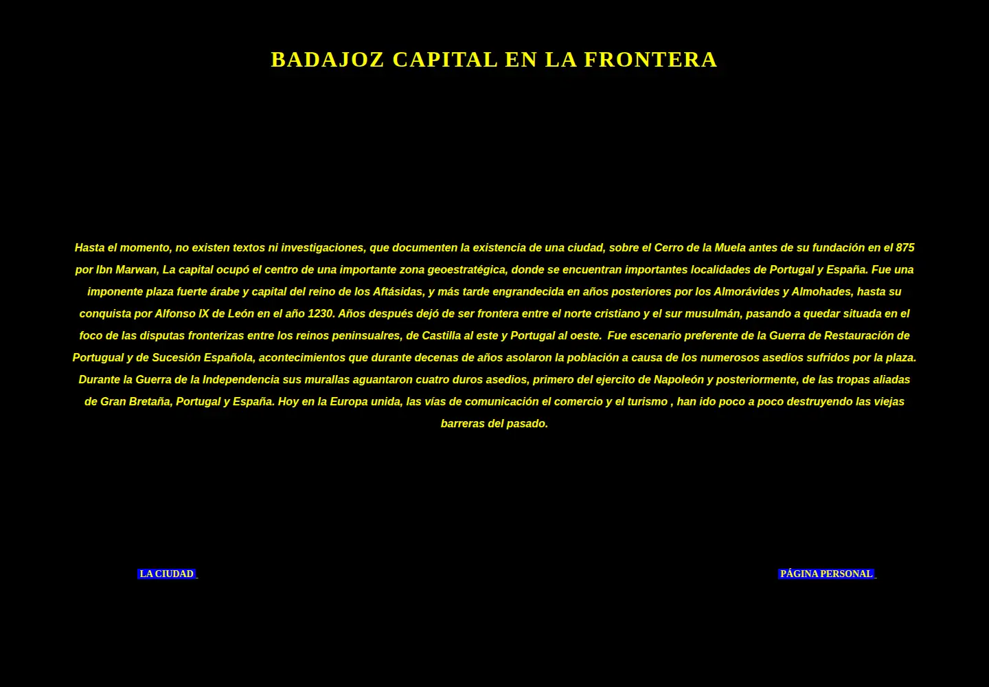 Screenshot of badajozcapitalenlafrontera.com