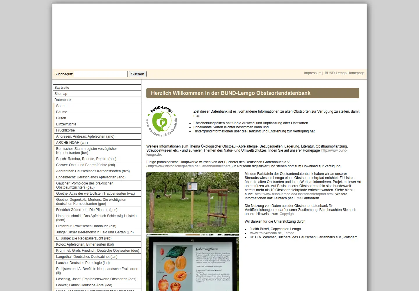 Captured homepage of obstsortendatenbank.de in the current scan