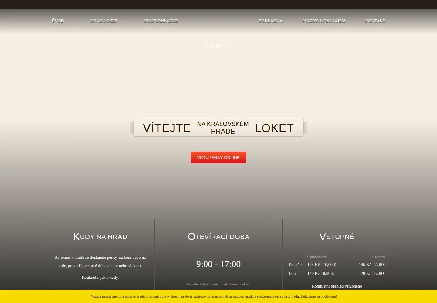 Captured homepage of hradloket.cz in the current scan