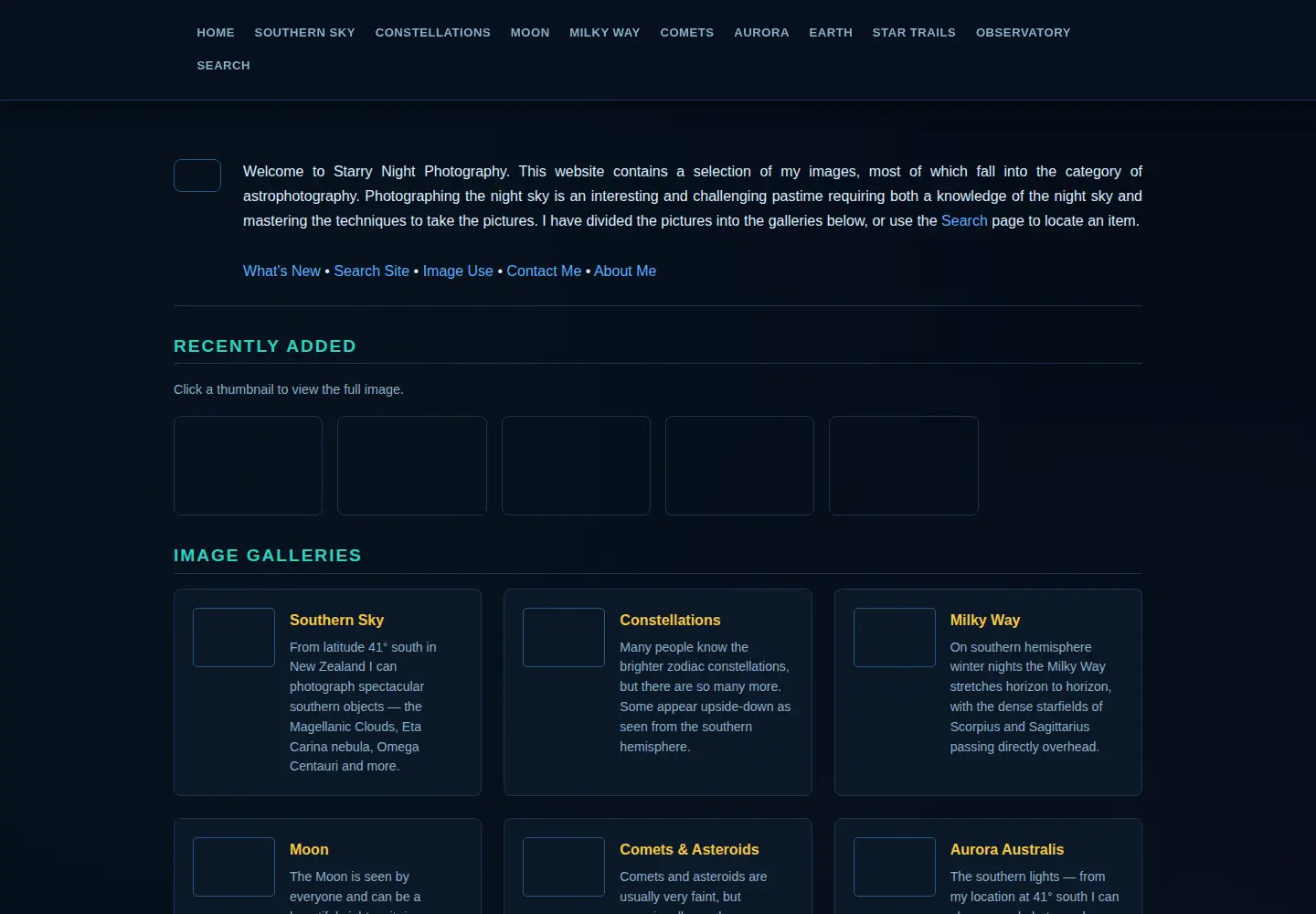 Screenshot of southernskyphoto.com