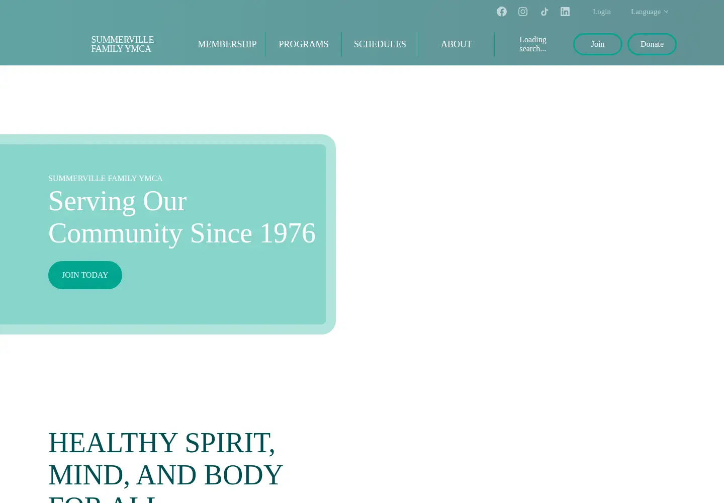 Screenshot of summervilleymca.org