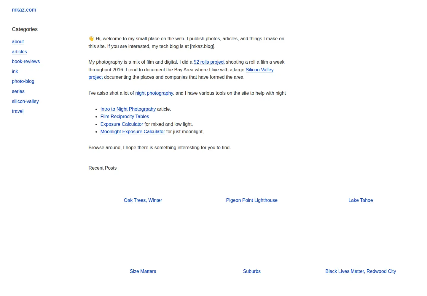 Screenshot of mkaz.com