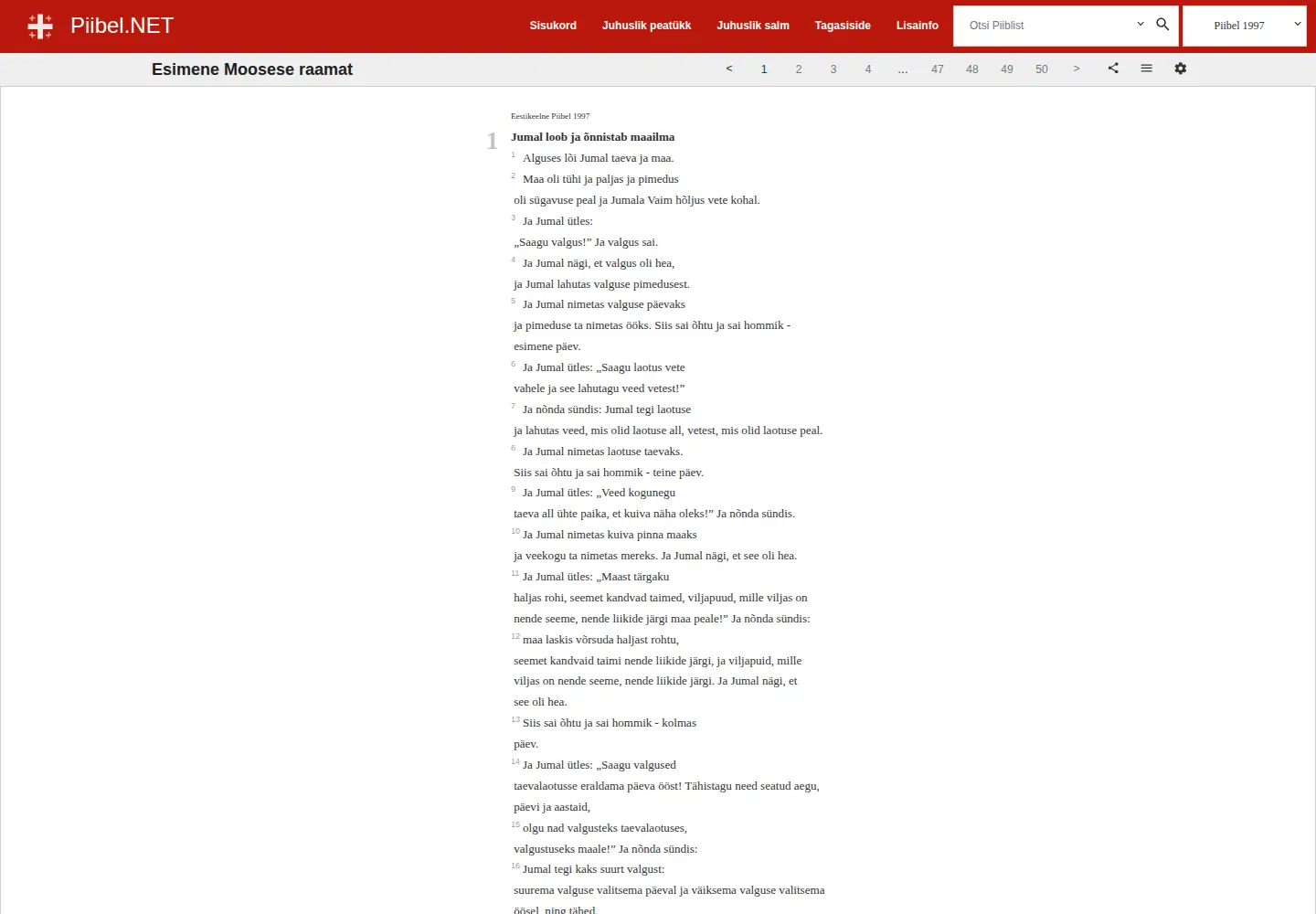 Screenshot of piibel.net
