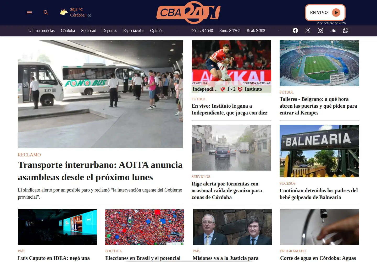 Screenshot of cba24n.com.ar