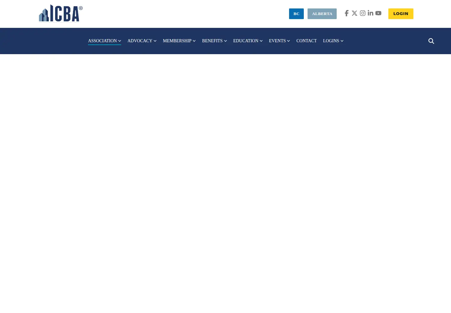 Captured homepage of icba.ca in the current scan