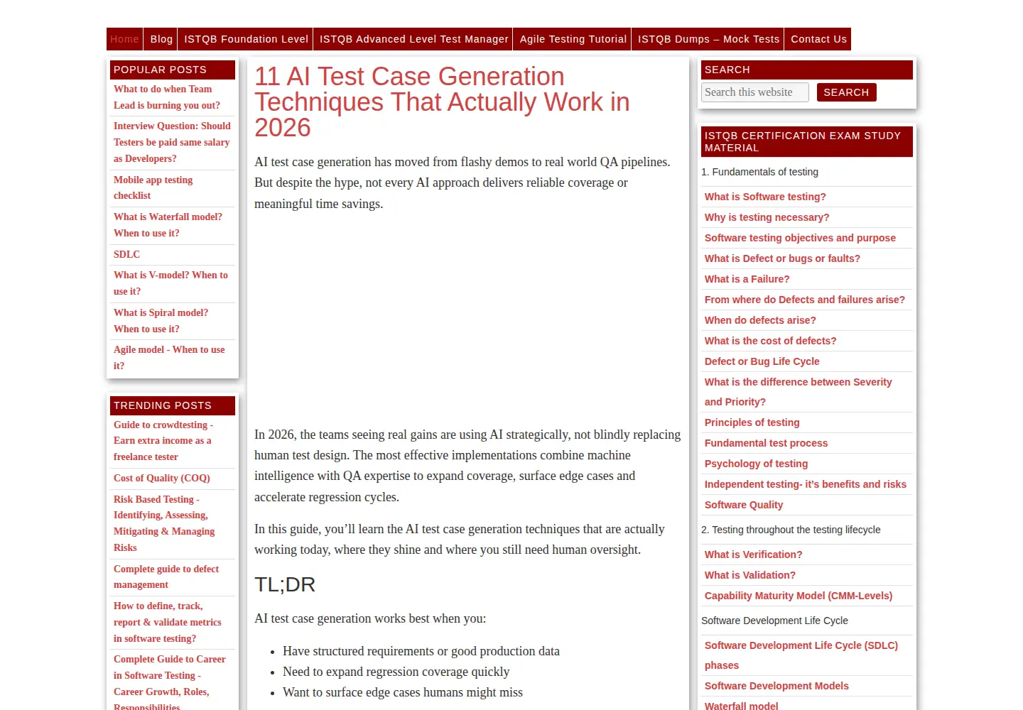 Screenshot of istqbexamcertification.com